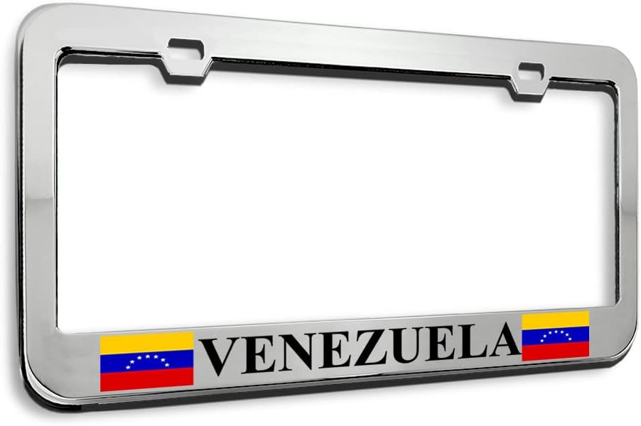 Metal License Plate Frame Venezuela Flag Venezuelan Metal Car Accessories Stainless Steel 2 Holes