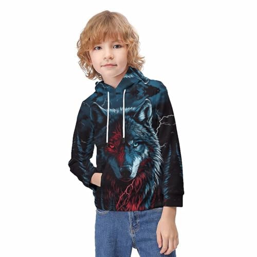 Pull décontracté loup à capuche vêtement de mi-saison pour le collège - 3