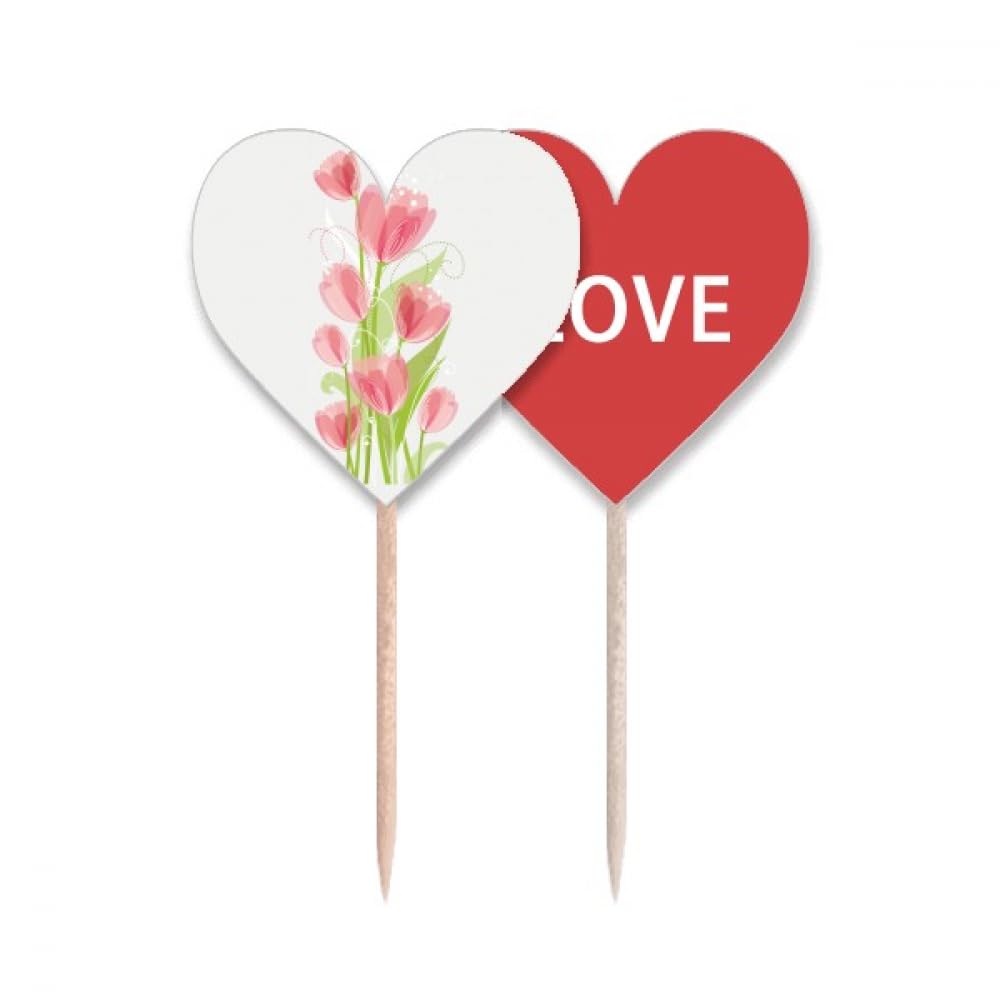 Drapeau cure-dents tulipe amour cœur pour pic à cupcake, décoration buffet et apéritif