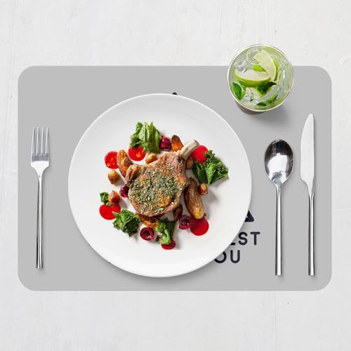 Sets de table souples dessous en liège napperons gris grand format 4x - 7