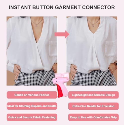 Pistola de costura para roupas – Pistola de costura fina com 6 agulhas, 2000 peças (1000 pretas e 10