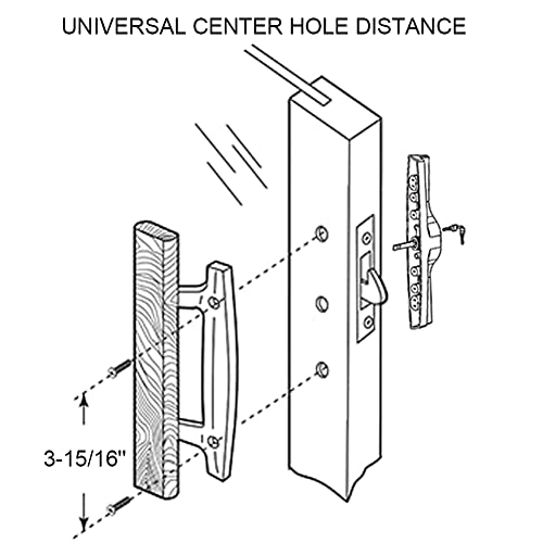 Allywasai Sliding Patio Door Handle Set With Mortise Lock, Key Cylinder And Face Plate, Wood Handle Lock Set Fits Door Thickness From 1-1/2" To 1-3/4", 3-15/16" Screw Hole Spacing, White #TOP2