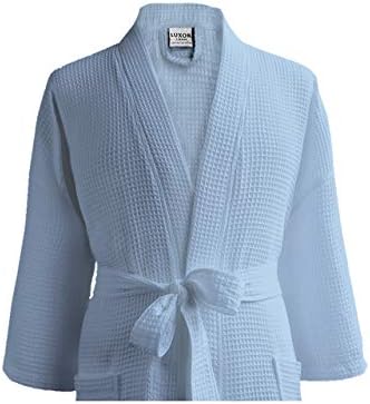 Luxor Linens - Waffle Robe Bathrobe - 100% Egyptian Cotton - Spa Robe, Luxurious, Soft, Plush - Unisex/One Size Fits Most