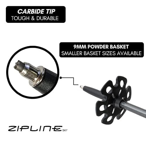 Zipline Blurr 16.0 Graphite Composite Downhill Ski Poles - Lightweight, Freeride All-Mountain, Vibration Dampening (Gray Carbon, 40" in./102 cm) - Thumbnail 4