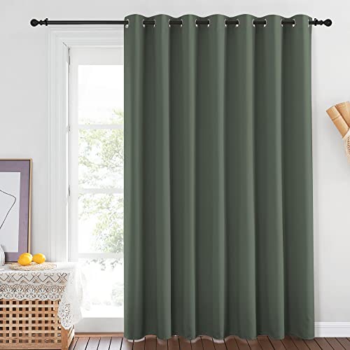 NICETOWN Blackout Sliding Door Curtains 84 inch Length - Grommet Thermal Curtain Room Darkening Sound Reducing Drape for Bedroom/Living Room (Dark Mallard, 1 Panel, W100 x L84)