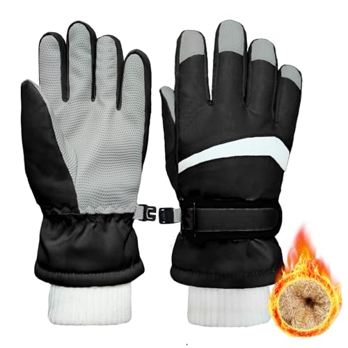 lifwimner Gants de Ski Enfants, Gant d'hiver en Polaire Chauds pour Garçons Filles, Gants de Neige Imperméable Coupe-Vent pour Snowboarding Skiing Cycling