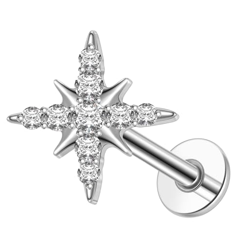 ENONTY 1pcs 16G 18G G23 Titanium Threadless Labret Studs Push-in