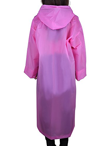 Mudder Portable Drawstring Raincoat Rain Poncho With Hoods And Sleeves (Pink) #TOP3