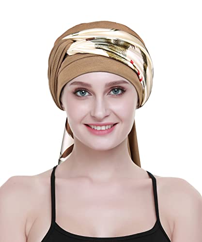 Chemo Cap For Women For Cancer Patients Headwear Scarves Head Wraps Khaki #TOP2
