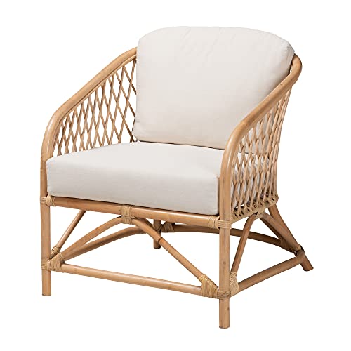 Baxton Studio Patsy Chair, White/Natural Brown #TOP30