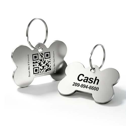 TechMark Dog Tags Personalized Custom Pet ID Tags with QR Code Real-time Scan Alerts Modifiable Pet Profile No Subscription or Fees Laser Engraved & Clear Text & Ultra Durable (1.18 x 1.57)