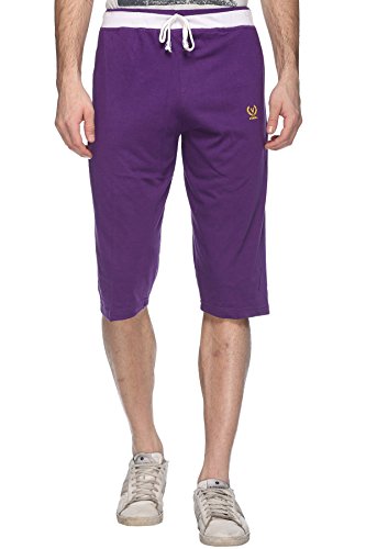 Image of VIMAL JONNEY Purple Cotton Blended Capri for Men-C8-PURPLE01-M