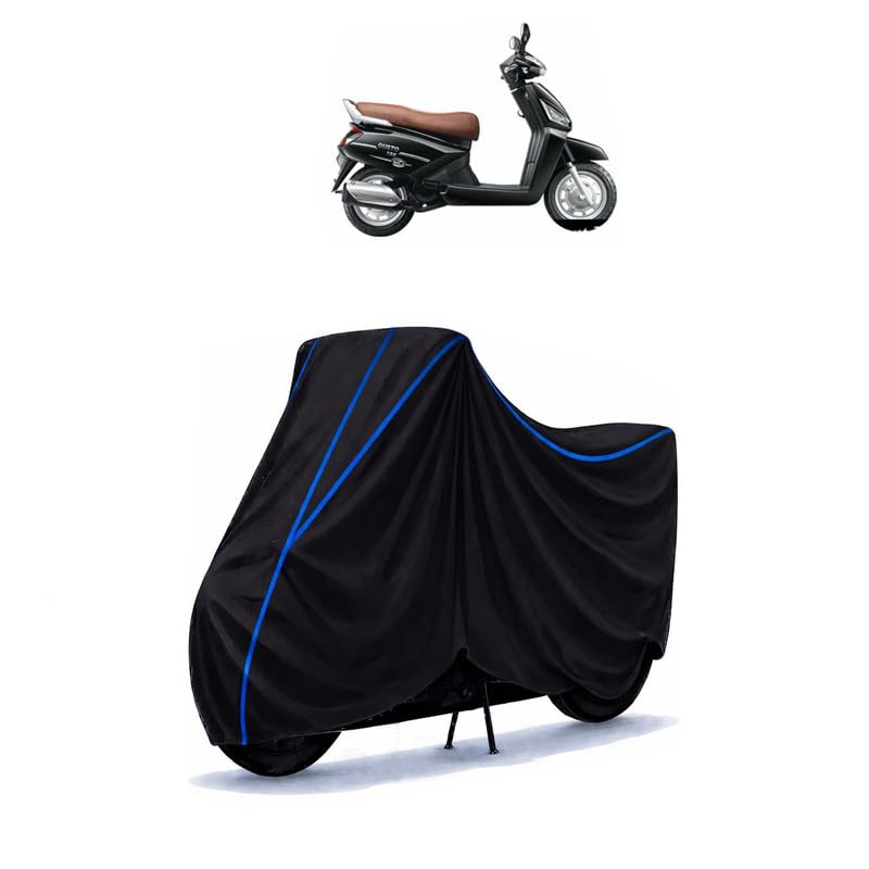 Image of Scooty Cover Water Resistant for Gusto VX | Universal Scooter & Bike Cover | Heavy Duty UV Dust, Rain & Scratch Protection | Elastic Fit All Weather Indoor Outdoor | Black with Blue Piping