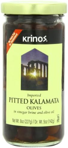 Krinos Olives, Pitted Kalamata, 8 Ounce (Pack of 6)