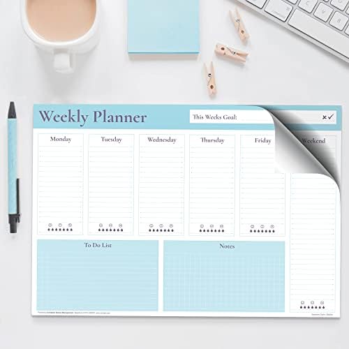 A4 Weekly Planner with Eye-catching Metallic Ink adds a Touch of Prestige to Your Desk or workspace - Days of The Week, Scheduler, Task Notes and to Do Lists Complete with 50 Tear-Off Sheets