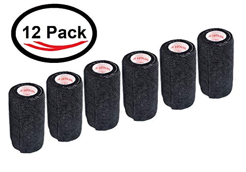 image for Prairie Horse Supply 4 Inch Vet Wrap Tape Bulk (Black) (Pack of 12) Se