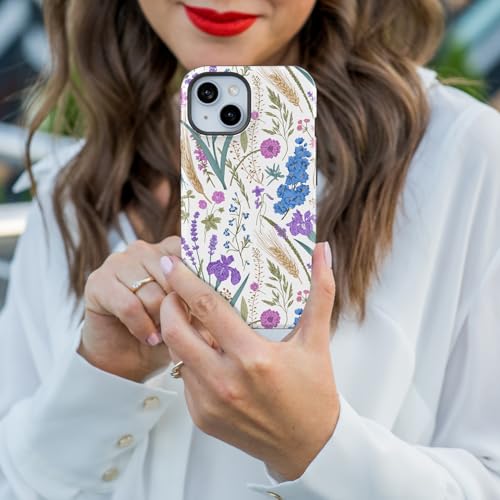 Coque rigide iPhone 15 / 14 protégeant des chutes avec silicone fin et fleurs MagSafe - 7