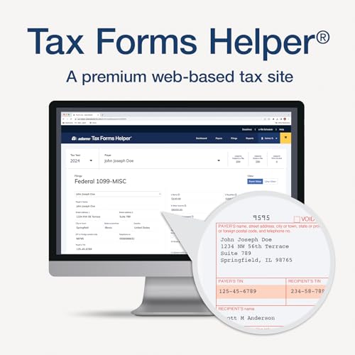 image for Adams 2024 1099 MISC Tax Forms, 4 Part, Laser/Inkjet, 50 Recipients, P