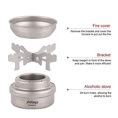 Atiap Alcohol Stove, Titanium Portable Camping Backpacking Hiking Stove With Cross Stand Carry Bag #TOP5