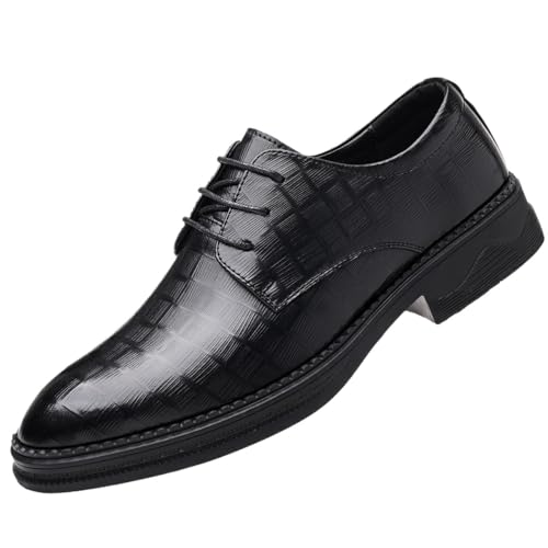 Men's Lace Up Platform Oxfords Men Breathable Print Leather Wingtip Oxford Shoes Formal Pointed Lace Up Casual Business Suit Tuxedo Shoes(8.5)