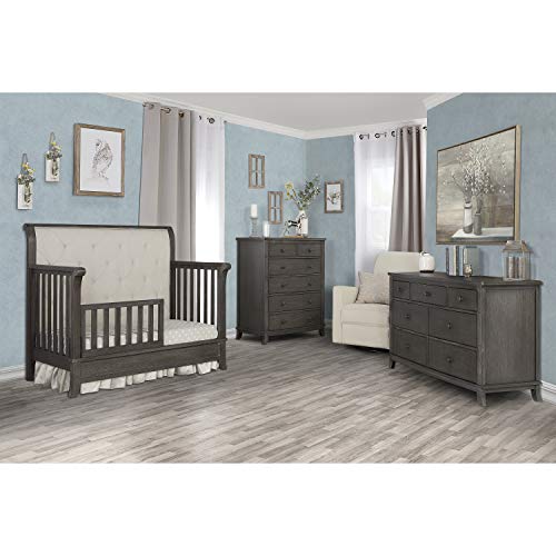 Evolur Signature Amsterdam 5-In-1 Convertible Crib, Smokey Brushed Grey #TOP2