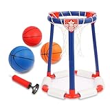 Qssart Pool Basketball Hoop Poolside,Floating Pool Toys for Kids,Floating Basketball Hoop,Pool Games,Basketball Game Poolside,Summer Water Toys,with 3 Balls and 1 Pump