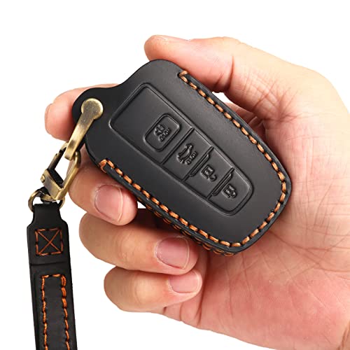 Easyant Handmade Leather Car Key Fob Cover Fit For Toyota Camry Corolla Highlander Rav4 Avalon C-Hr Prius Gt86 4 Buttons Black #TOP2