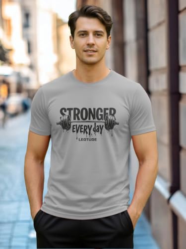 Image of LEOTUDE Mens Polycotton Boxy Regular Fit Printed Half Sleeve Round Neck Combo Dailywear & Gym Tshirts for Man (Colour: Multicolor)
