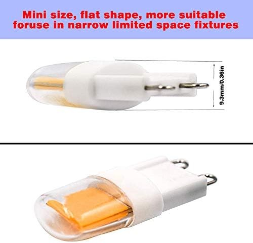 5 Pack 2W G9 Dimmable LED Light Bulb Warm White 3000K Equivalent 20W G9 Halogen Bulb 220V-240V 200LM Short 40mm