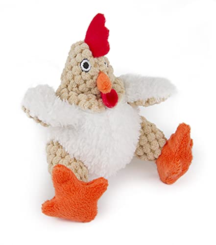 Image of goDog Checkers Just For Me Fat Rooster Squeaky Plush Dog Toy, Chew Guard Technology - White, Mini