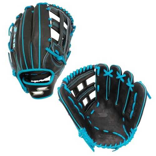 SSK Z7 Specialist Outfield Baseball Glove 12.5 - 12.75 Right & Left Hand Throw (Black/Electric Blue 12.5 - Right Hand Throw)