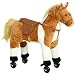 Qaba Kids Plush Ride On Toy Walking Horse with Wheels and Realistic Sounds, 30"H, Brown