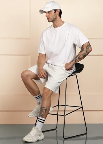 Image of Alan Jones Clothing Men's Easy Stretchable Shorts | Cotton Blend Slub Fabric | Elastic Waist with Adjustable Drawstring | Soft Touch Casual Shorts with Side Pockets