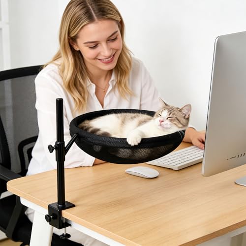 Lit de bureau pour chat suspendu compact panier de table fixe pour félin - 7