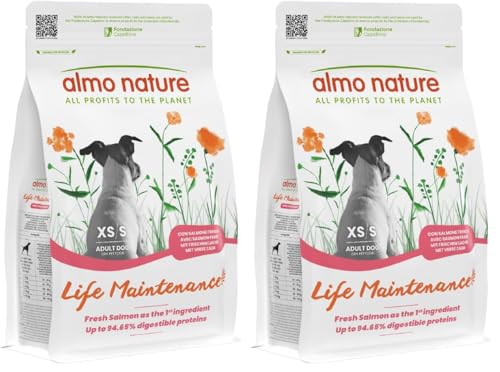 almo nature Holistic Maintenance XS-S, Crocchette per Cani Adulti con Salmone Fresco - Sacco da 2 kg (Confezione da 2)