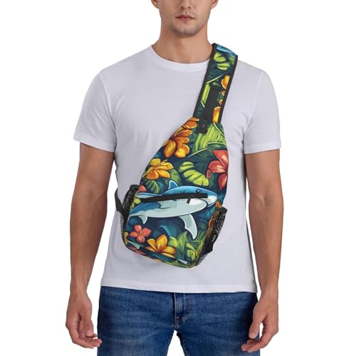 Mochila bandolera ligera para adultos estilo Cute Ocean Shark Flower miniatura 7