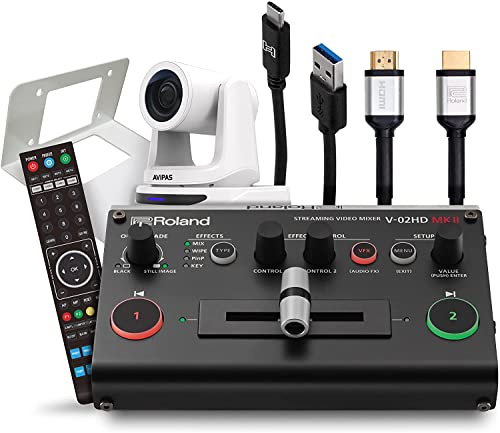 Image of Roland PTZ-1G-V02 PTZ Single White Camera Bundle with Headphones, Instrument Cable, and Austin Bazaar Polishing Cloth