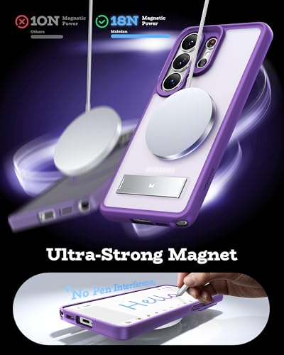 Maledan for Samsung Galaxy S26 Ultra Phone Case Magsafe Compatible Kickstand Camera Protection Military Grade Drop Protection Vibrant Sleek Matte Purple — view 4