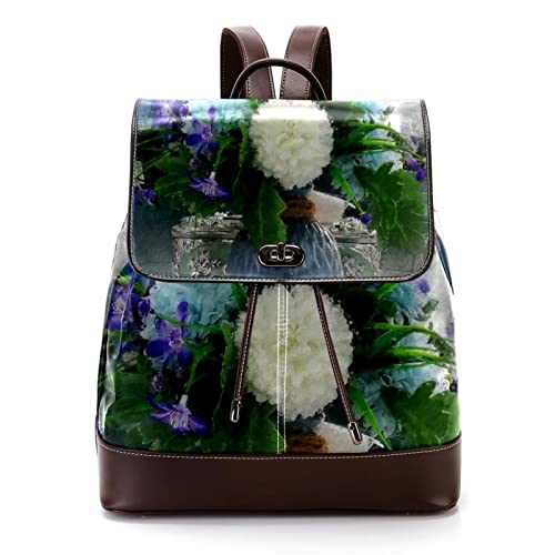 Sac à dos femme motif papillon rose en cuir souple avec rabat