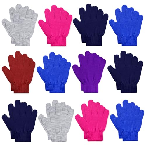 Image of ONESING 12 Pairs Kids Gloves - Warm Knitted Winter Gloves Bulk for Girls Boys | Children Gloves Designed for Cold Weather