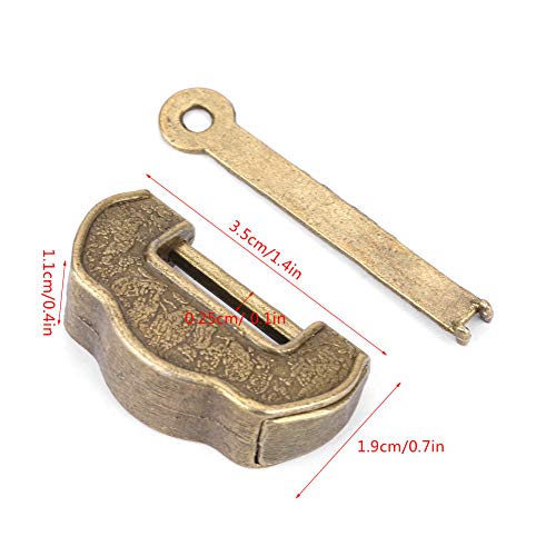 Image of Zinc Alloy Material Chinese Retro Bronze Color Brass Padlock Vintage Padlock for Mini Cabinet(Small)