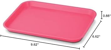 5 Pcs Dental Autoclavable Procedure Set Up Flat Tray Medical Instrument Set Up Flat Tray Size F - 9 5/8 W x 6 5/8 D x 7/8 Neon Pink