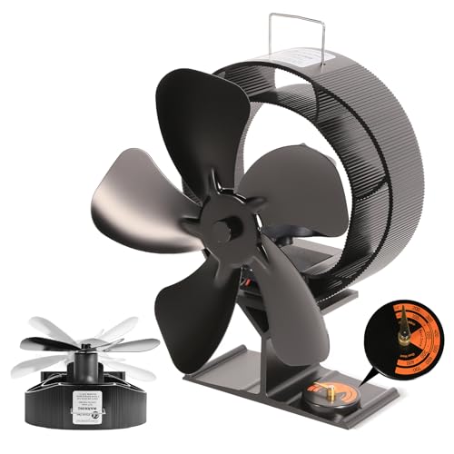 TENKOSUIYO Oscillating Heat Powered Fan 5 Blade 190 CFM Fireplace