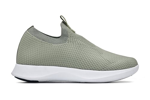 CALTO Men's Invisible Height Increasing Elevator Shoes - Olive Green Ultra Lightweight Slip-on Sneakers - 2.4 Inches Taller - Q073 - Size 6 D(M) US2