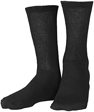 Truform Diabetic Socks for Men and Women, Medical Style Crew Length, Mid Calf Height, 3 pairs, Black, Medium