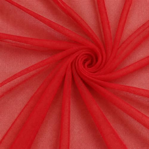 Image of White Net Backdrop Curtain Set for Decoration, 2 Pieces, 8 x 5 feet, for Wedding, Birthday, Anniversary, Engagement (RED)