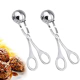 Meat Ballers, Justdolife 2 PCS Stainless Steel Melon Ballers Non-Stick Tongs Cake Pop Meatball Spoon Ice Cream Scoop Cookie Dough Scoop for Fruits, Meatball, Cake, Ice Cream,Melon, Sizes 1.38