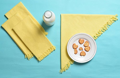 Store Indya Store Indya,Yellow Kitchen Towels and Dishcloths Cotton Cloth Napkins Set of 4 Tea Towels with White Designer Water Absorbent Machine Washable Drying Cleaning Everyday Use