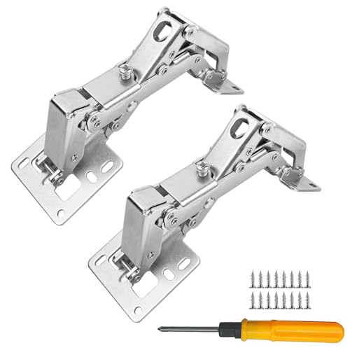 Jiaxitek 2-Pack 170 Degree Hydraulic Adjustable Concealed Cabinet Hinges, Surface Mount Hidden Hinges for Frameless Doors