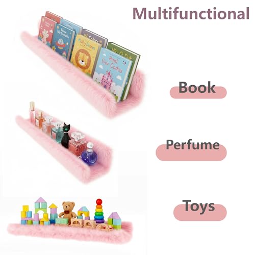 Image of 1PC Plush Bookshelf for Kids, Soft Hanging Wall Book Display Shelf | Nursery Floating Book Organizer, Easy Mount Soft Storage Shelf, Pink